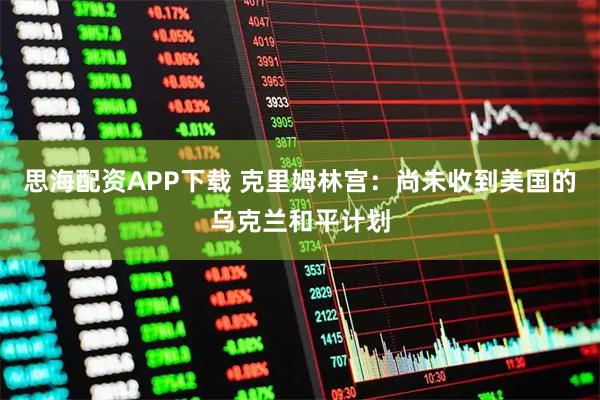 思海配资APP下载 克里姆林宫：尚未收到美国的乌克兰和平计划